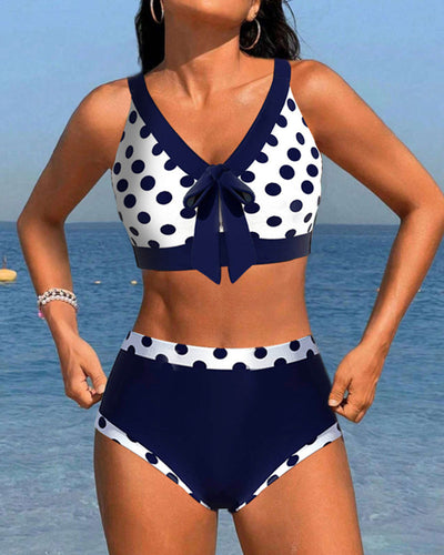 JEREMIAH | Patchwork and polka dot high-waisted bikini
