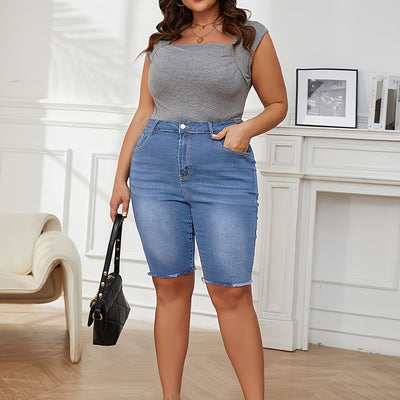 Emma | Effen blauwe denim shorts