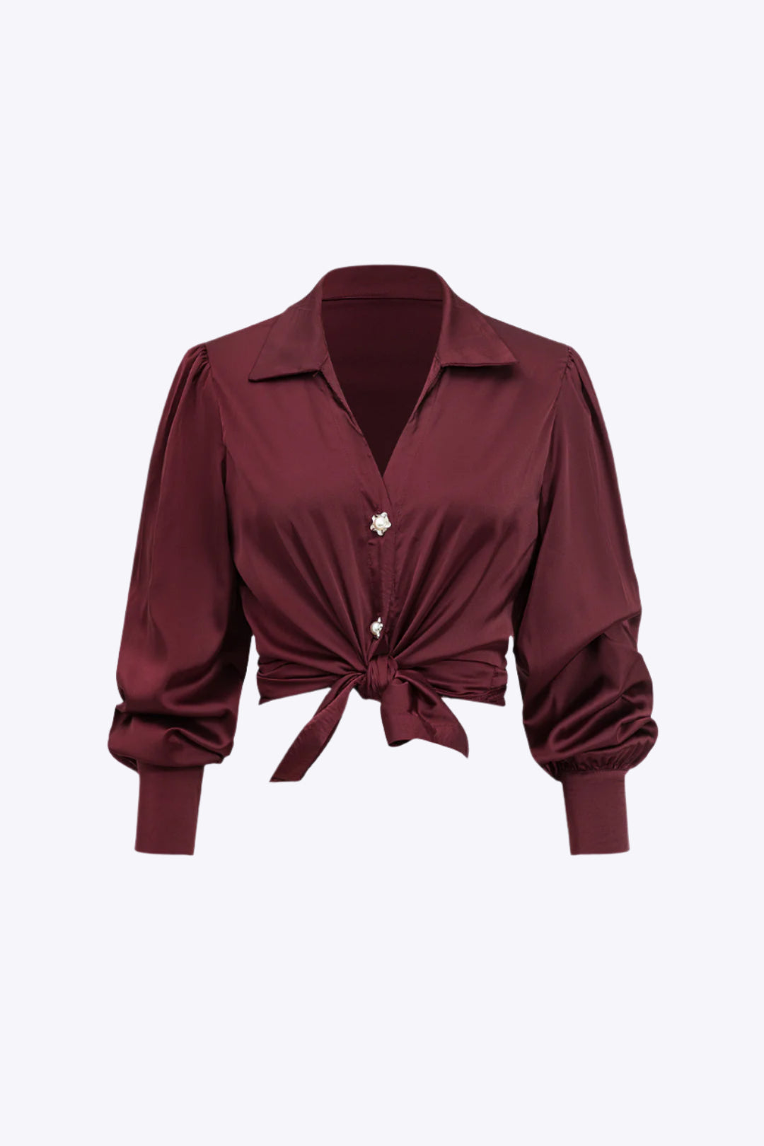 Yolanda - Glad Satijnen Comfort Vrouwen Langemouw Shirt