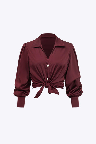 Yolanda - Glad Satijnen Comfort Vrouwen Langemouw Shirt
