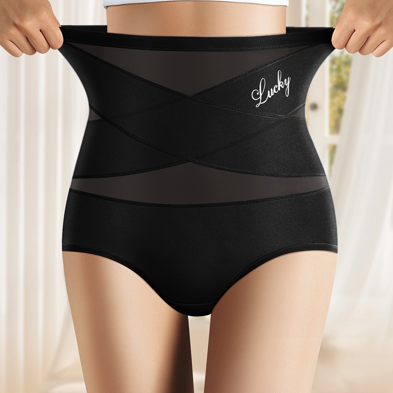 Emma | Seamless high-waisted mesh briefs with tummy control and butt-lifting compression