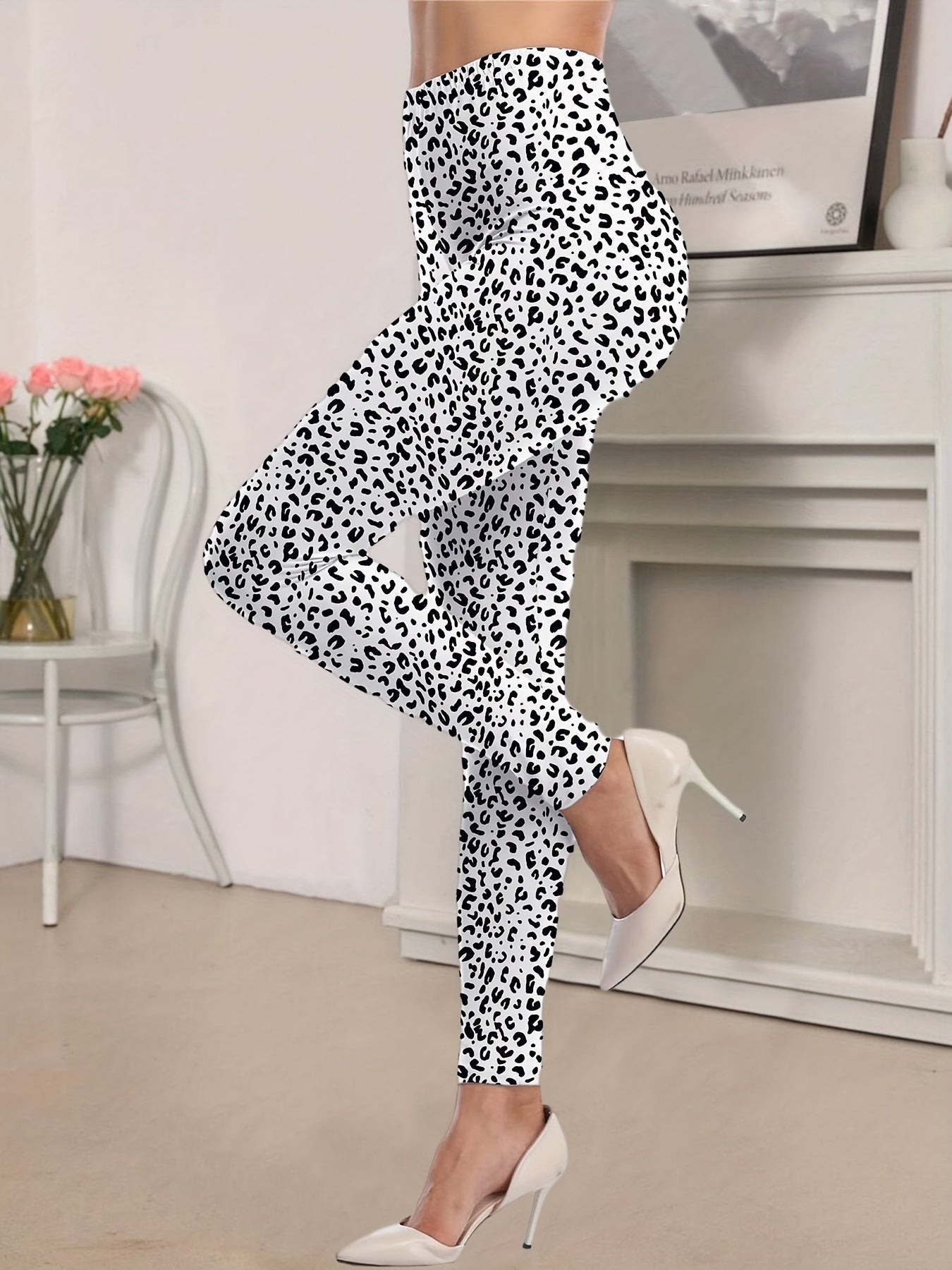 Nina | Luipaardprint skinny leggings met hoge taille