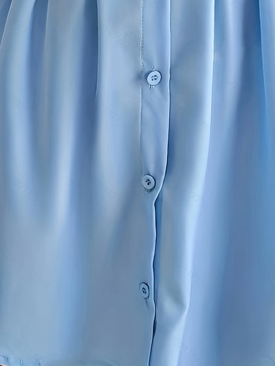 Lara | Casual overhemdjurk met geplooide taille en lantaarnmouwen