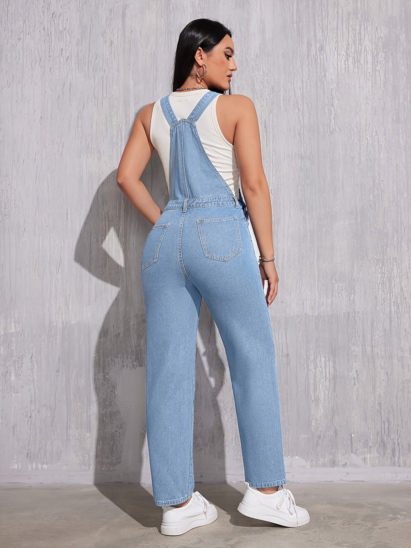 Evelien | Plain light blue denim overalls