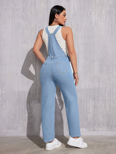 Evelien | Plain light blue denim overalls