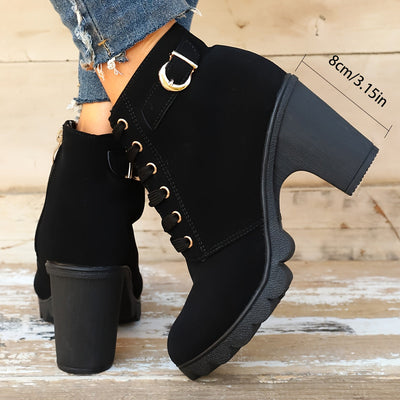 Femke | Plain color thick heel ankle boots