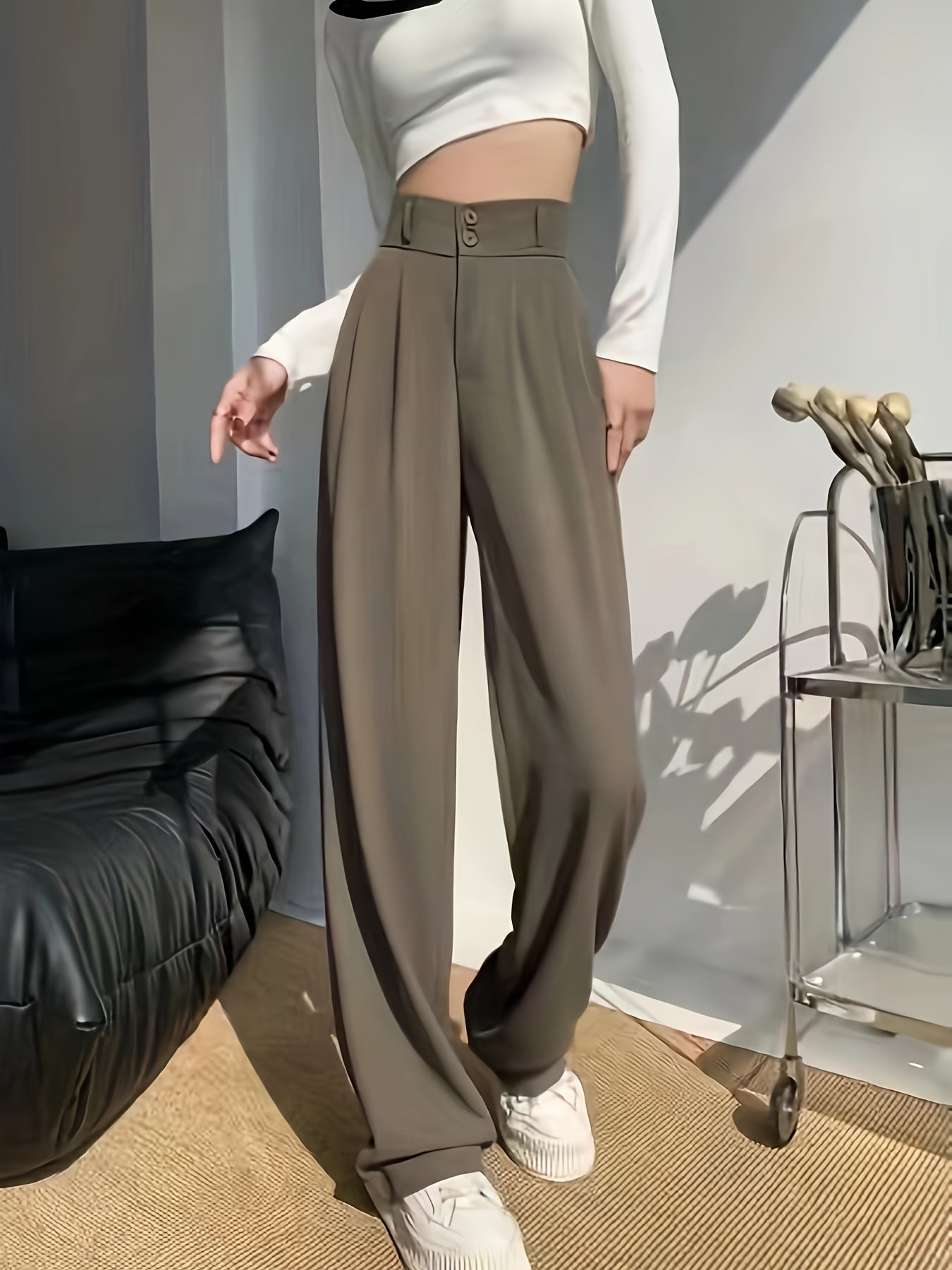 Emma | Casual dames chino broek met rits en rekbare stof