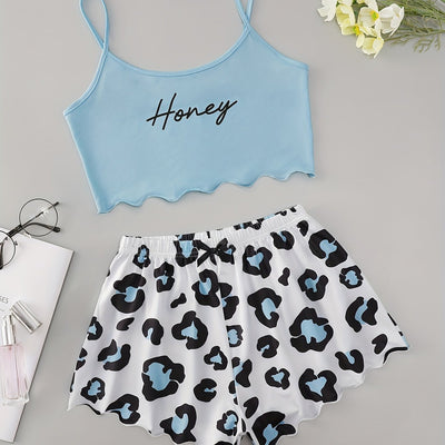 Sophie | Sexy luipaard & letter print pyjama set