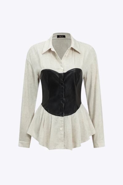 Mia - Gedurfde Patchwork Statement Dames Langemouw Shirt