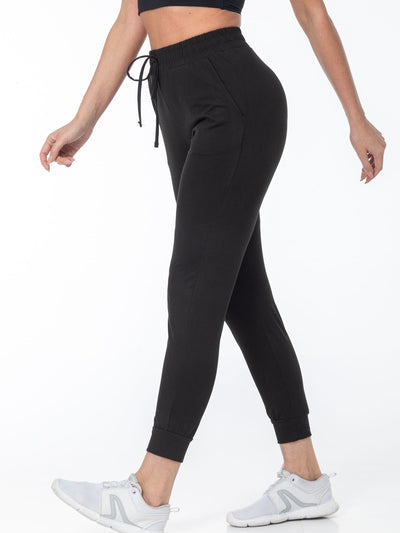 Emma | Comfortabele zwarte sportieve damesbroek met hoge taille