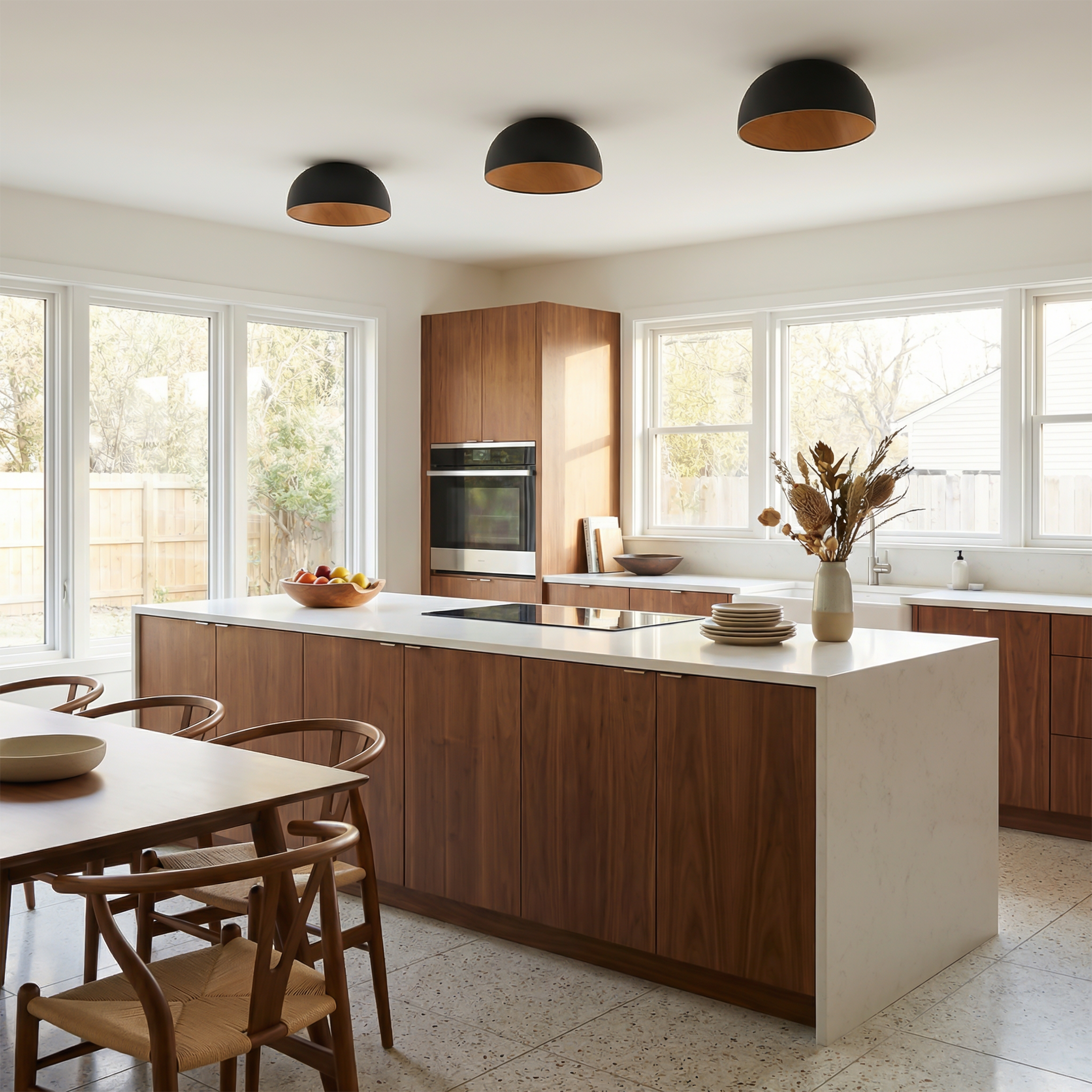 Aubrey - Black Metal Wood Ceiling Lamp