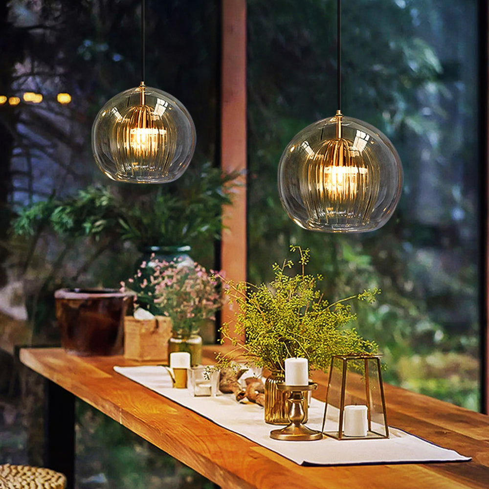 Hailenor - Glass Pendant Light Clear Amber LED