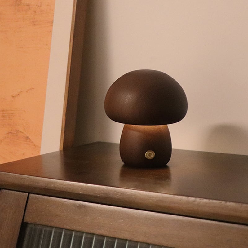 Mykora - Wooden Mushroom Table Lamp Touch Sensitive