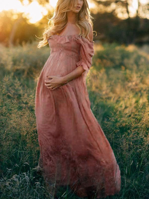 Isalie-Anne - Off-Shoulder Maxi Zwangerschapsjurk