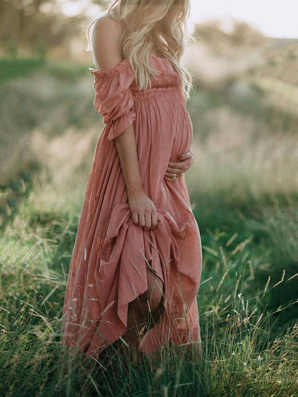 Isalie-Anne - Off-Shoulder Maxi Zwangerschapsjurk