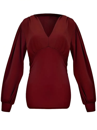 Caylee - Getailleerde Casual Blouse met Lantaarnmouwen
