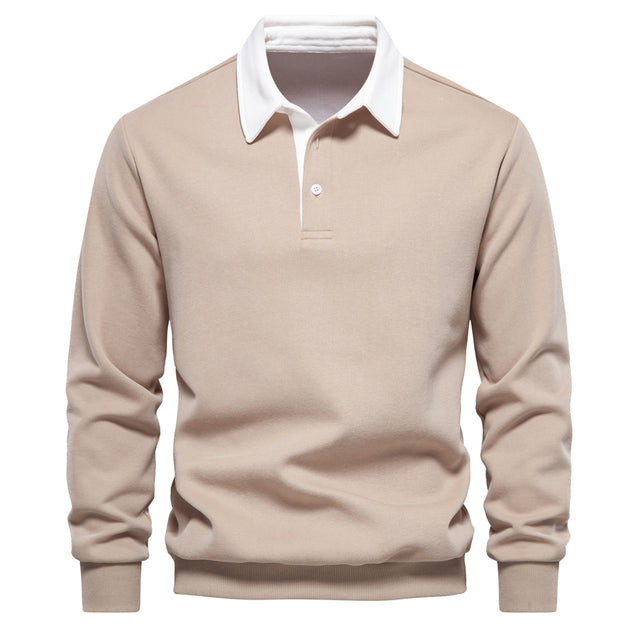Elegante herenpolo met lange mouwen en klassieke kraag