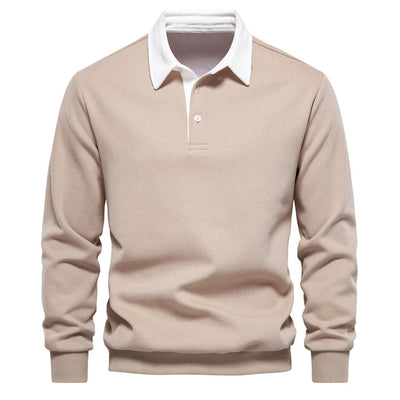 Elegante herenpolo met lange mouwen en klassieke kraag