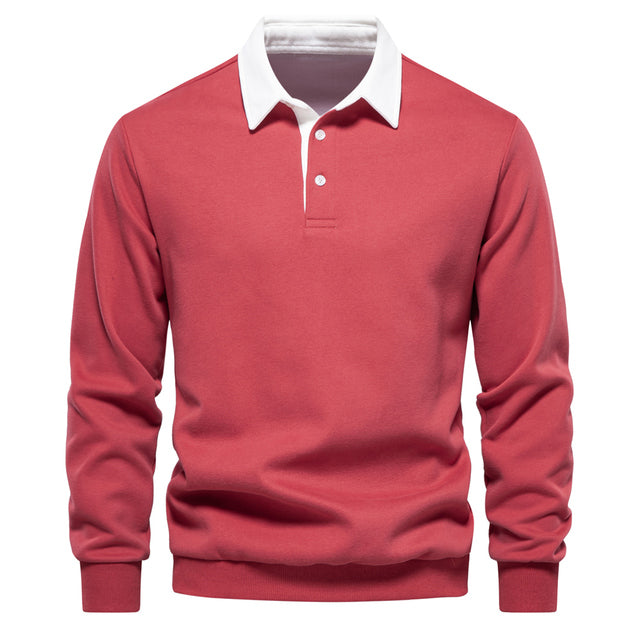 Elegante herenpolo met lange mouwen en klassieke kraag