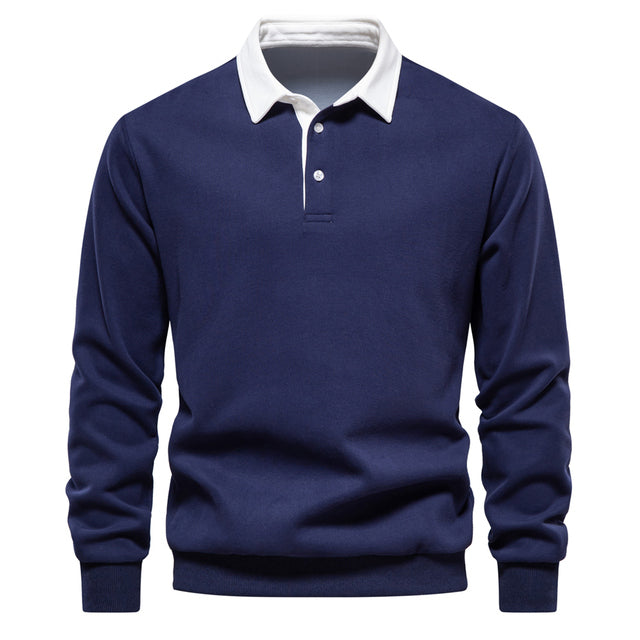 Elegante herenpolo met lange mouwen en klassieke kraag