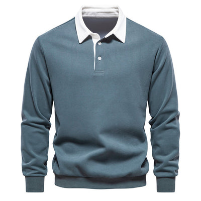 Elegante herenpolo met lange mouwen en klassieke kraag