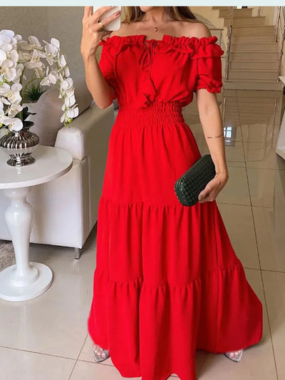 Ingrid - elegante off-shoulder maxi jurk