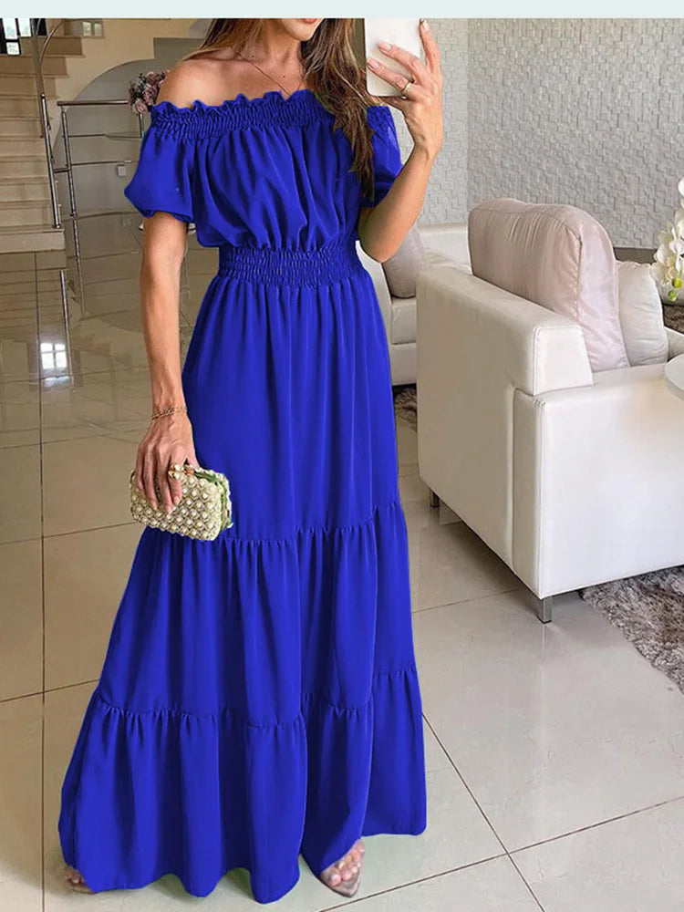 Ingrid - elegante off-shoulder maxi jurk