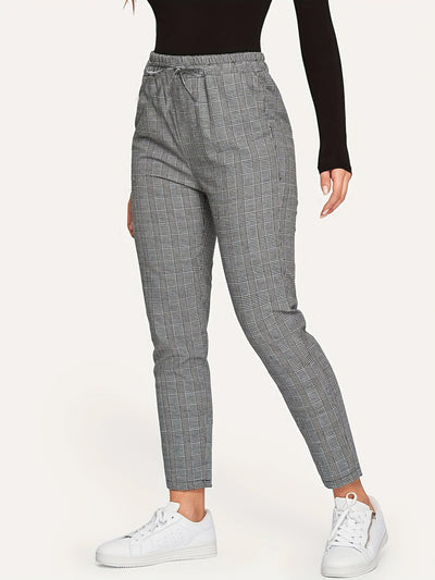 Jasmine | Checked print trousers with a tie belt