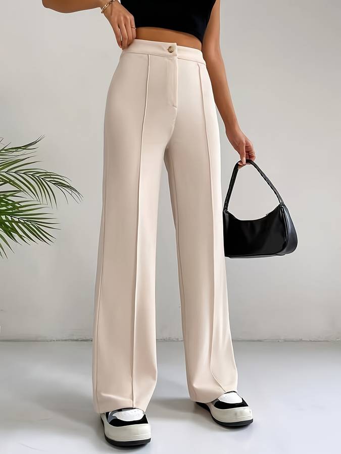 Lotte | Beige pantalon met hoge taille