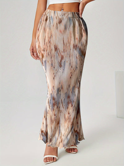 Luna | High-waisted, pleated, tie-dyed maxi skirt