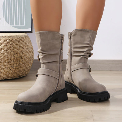 Nina | Retro cowboylaarzen met dikke zolen