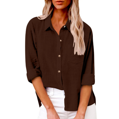 Elvira - Casual blouse met lange mouwen - Ademend katoen - Vrouwelijke pasvorm