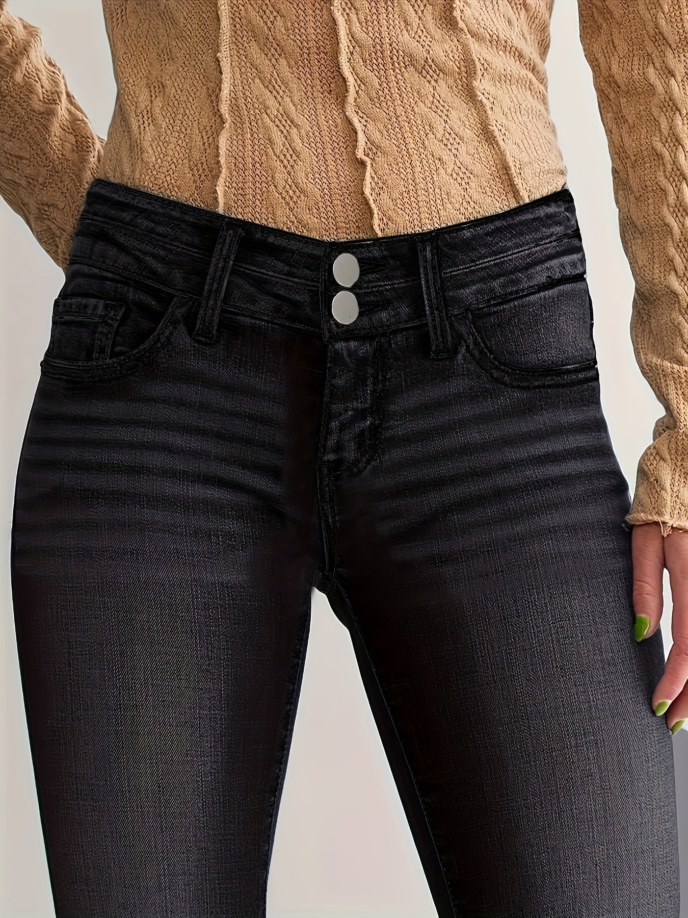 Sophie | Casual flared denim broek met dubbele knoopsluiting