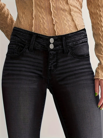Sophie | Casual flared denim broek met dubbele knoopsluiting