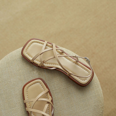 Emeralda - Flat sandals with block heel and open toe