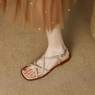 Emeralda - Flat sandals with block heel and open toe