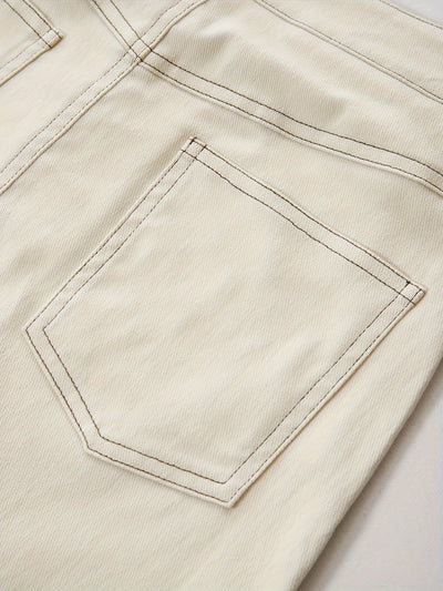 Emma | Plain white split back hem casual maxi denim skirt