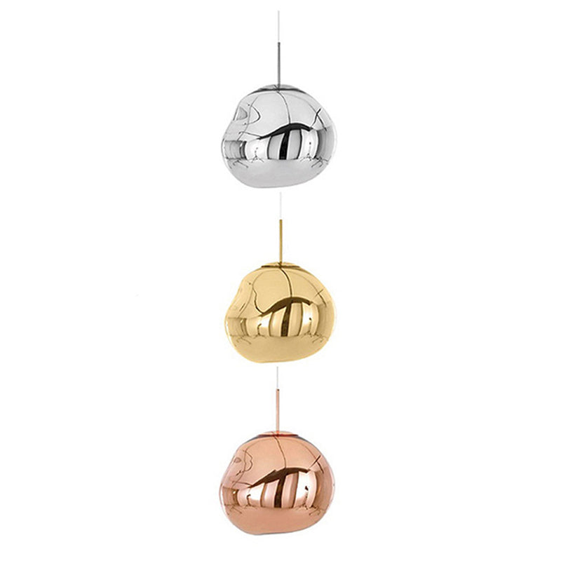 Contemporary, irregular silver red glass pendant lamp with 1 light source for the dining room