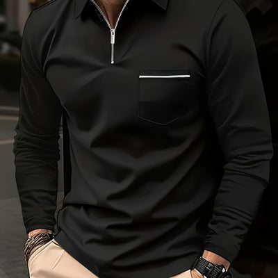 Daan | Effen polo shirt met lange mouw
