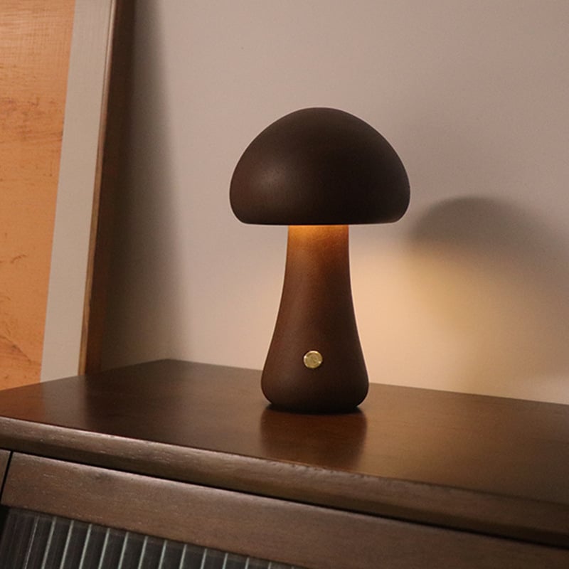 Mykora - Wooden Mushroom Table Lamp Touch Sensitive