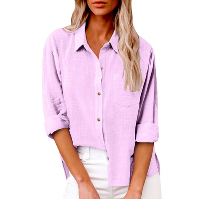 Elvira - Casual blouse met lange mouwen - Ademend katoen - Vrouwelijke pasvorm