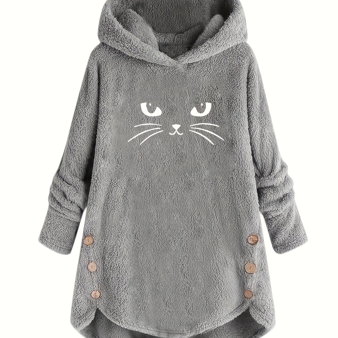 Sophie | Pluche hoodie met kattenprint