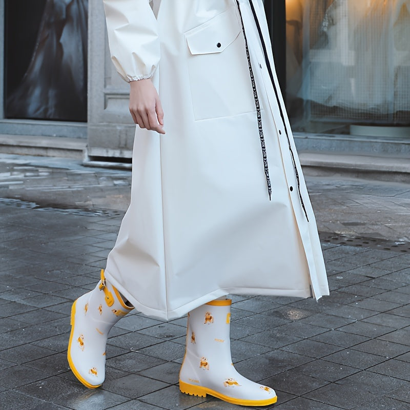 Sophie | Waterdichte dames lange regenjas met capuchon in wit