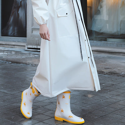 Sophie | Waterdichte dames lange regenjas met capuchon in wit