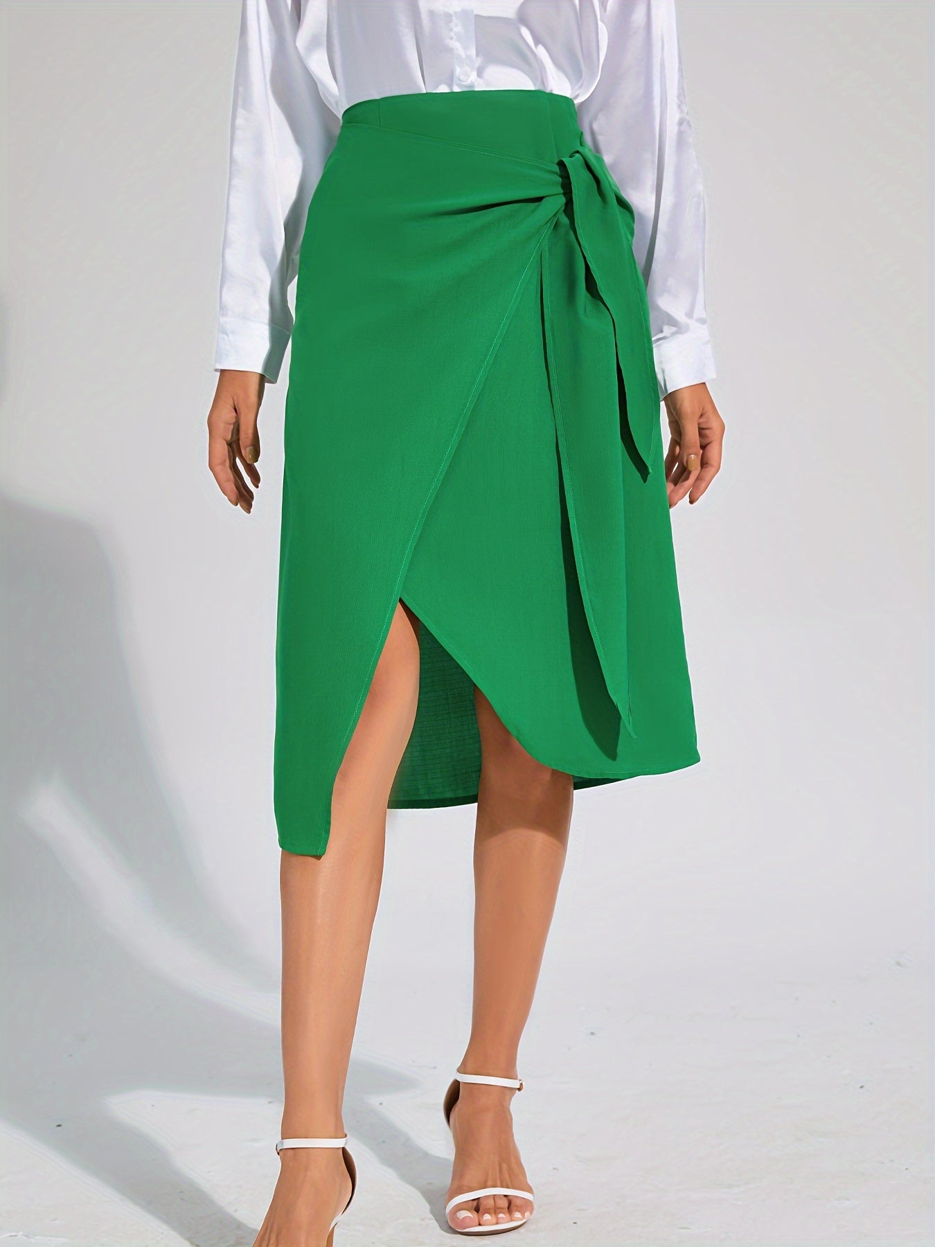 Sara | Effen kleur casual wikkelrok met hoge taille
