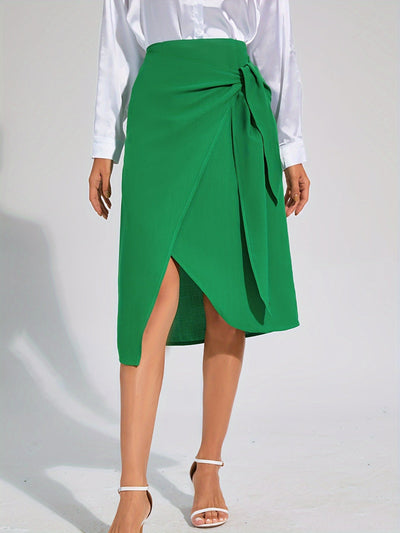 Sara | Effen kleur casual wikkelrok met hoge taille