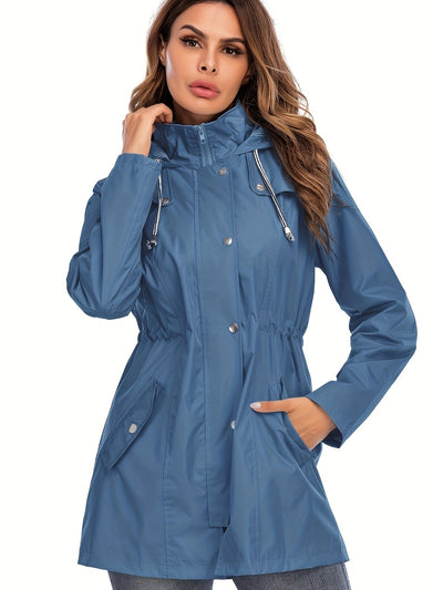 Sophie | Halflange regenjas met capuchon en rits