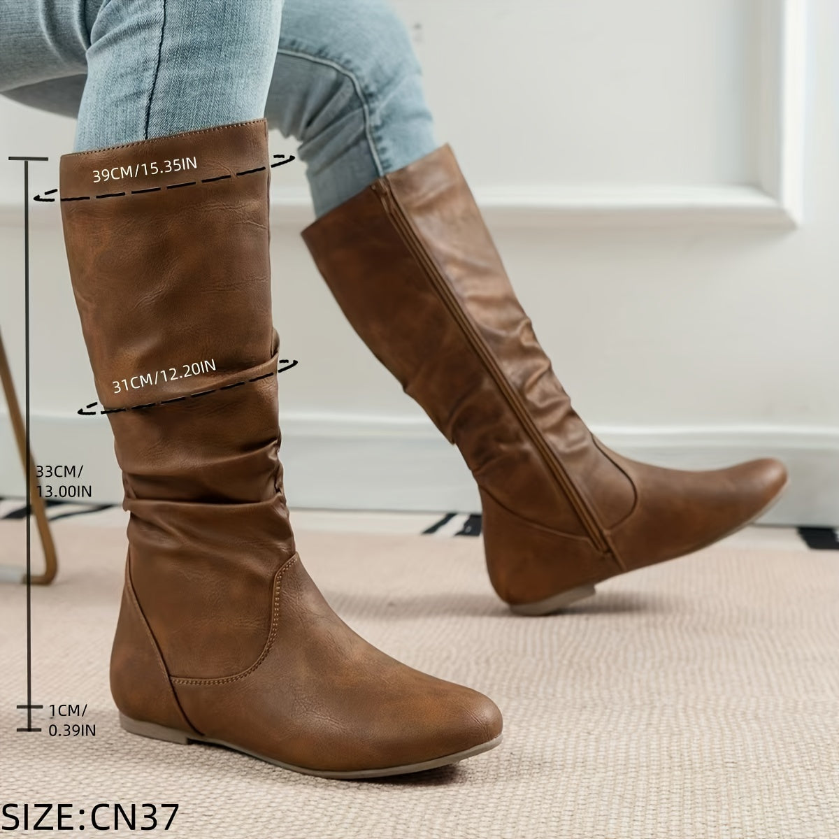 Nina | Retro women's riding boots with zipper