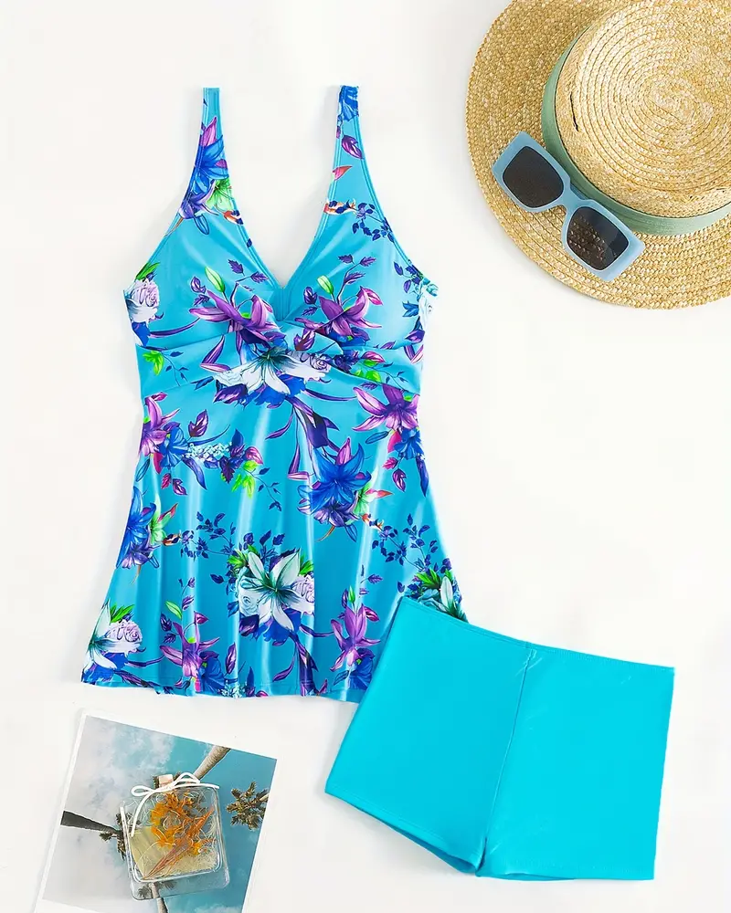 Fiora - Tankini met bloemenprint en bandjes
