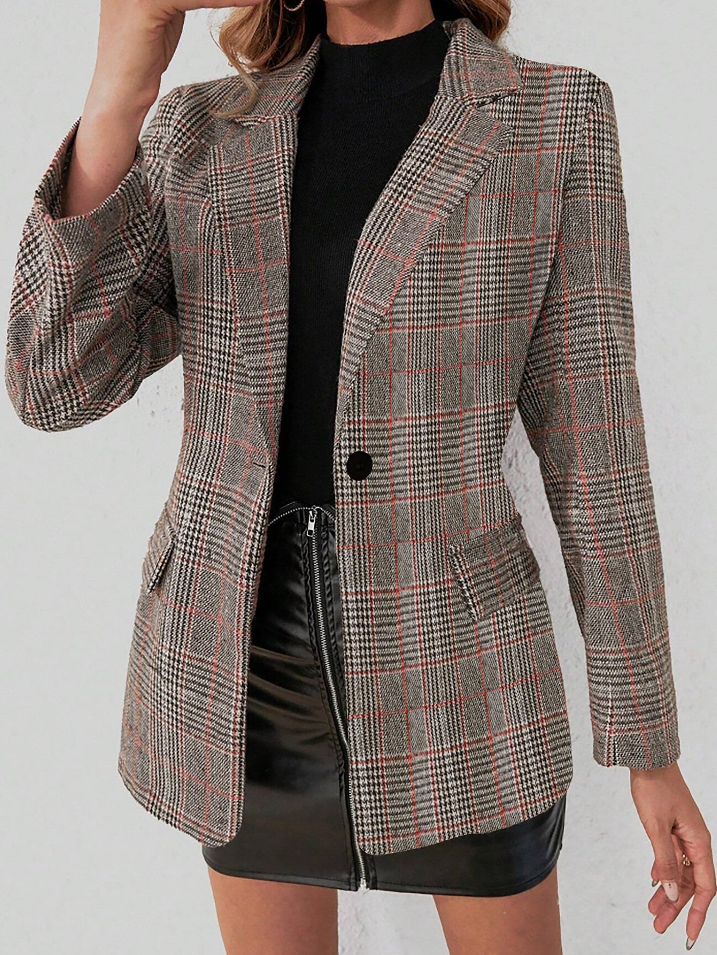 Emma | Elegant checked blazer with long sleeves
